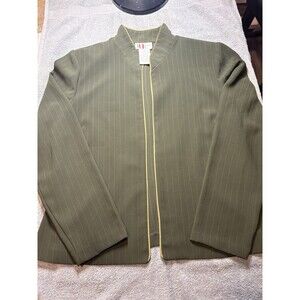 R&K Originals Olive Green Pinstripe Suit Jacket Blazer Size 14